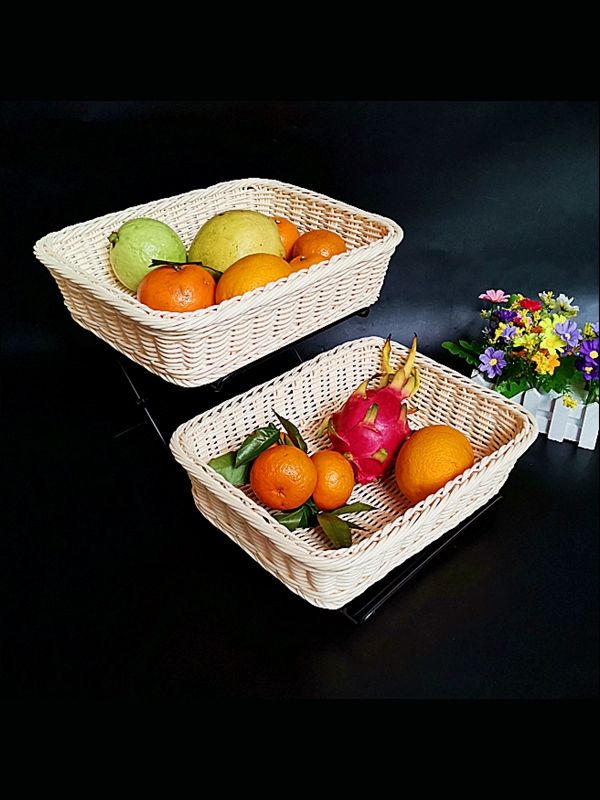 라탄 디저트 진열 판매용 빵 트레이 전시용 과일 뷔페 3단 브라운 + 3단 스테인리스 스틸 - 상세 이미지 2