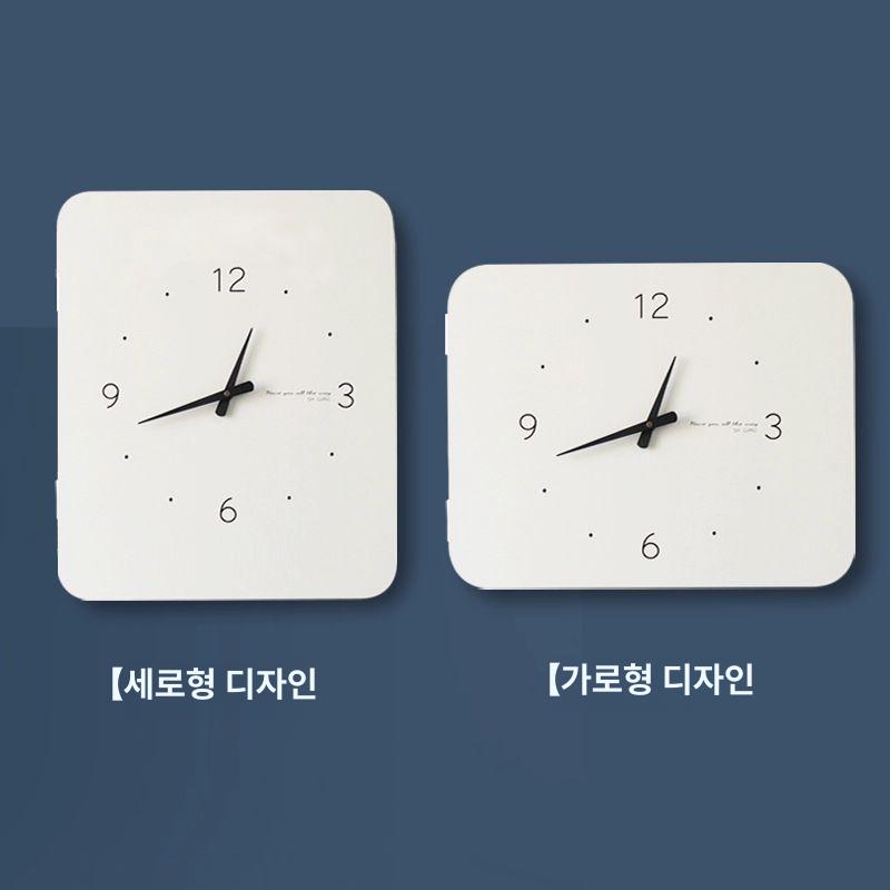 두꺼비집커버 시계 화이트 가로길이 분전함가리개 심플 배전함 현관 벽 프레임 우드 장식 - 상세 이미지 5