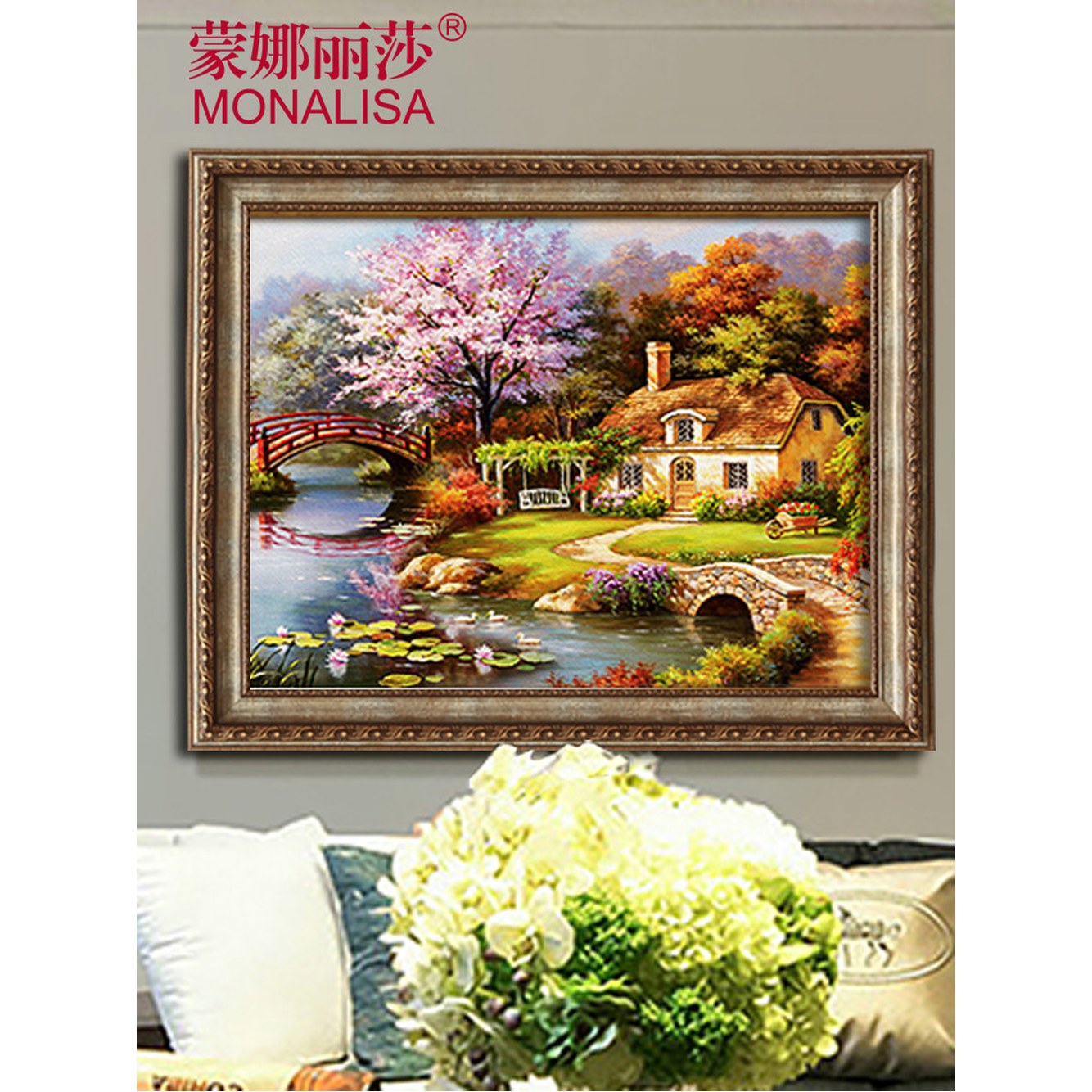 대형 명화 골드 선물 그리기 디지털 유채 DIY 풍경화 추상 인테리어 부모님 그림사이즈20X30CM 꽃무늬 금박 - 상세 이미지 3
