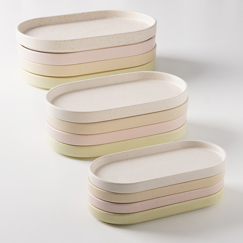 폴카 타원 접시 김밥 생선 오발 오벌 도자기 긴 플레이트 그릇 1개, 24.5cm, 핑크 - 상세 이미지 5