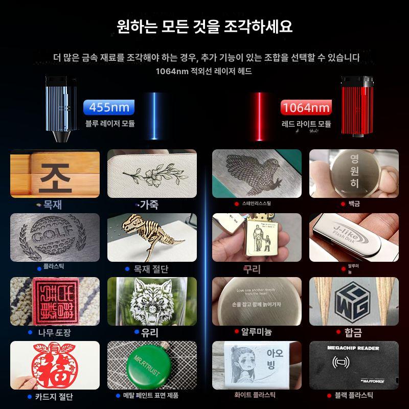레이저 각인기 도자기 금속 목재 DIY 커팅기 공예 X 12W 회전축 + 위치 모듈 포함 - 상세 이미지 4