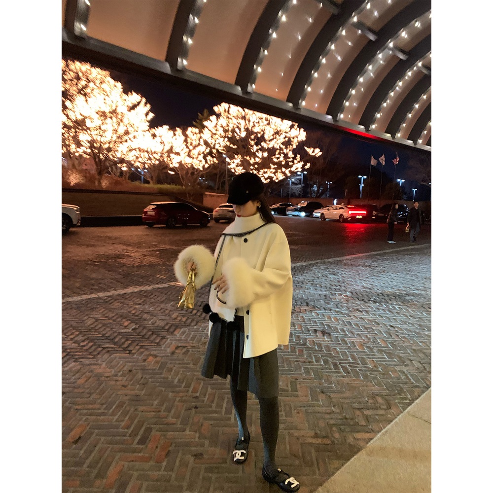 밴딩 플리츠 니트미디스커트 울 토끼털혼방 고급소재 가을겨울 데일리 데이트 다크그레이 - 상세 이미지 2