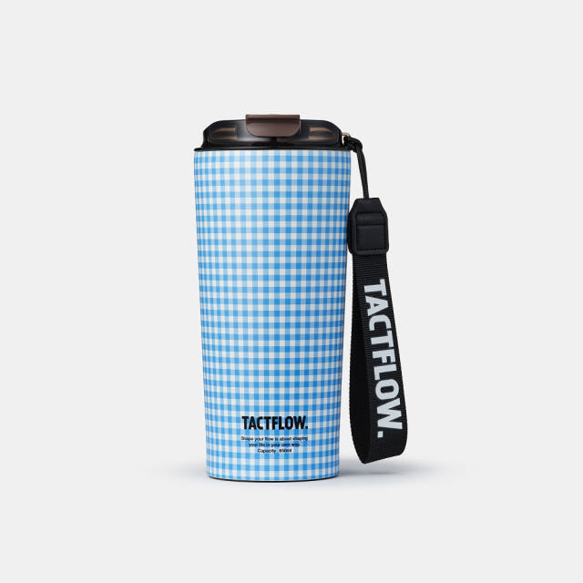 택플로우 세라믹 텀블러 650ml, 스카이블루체크