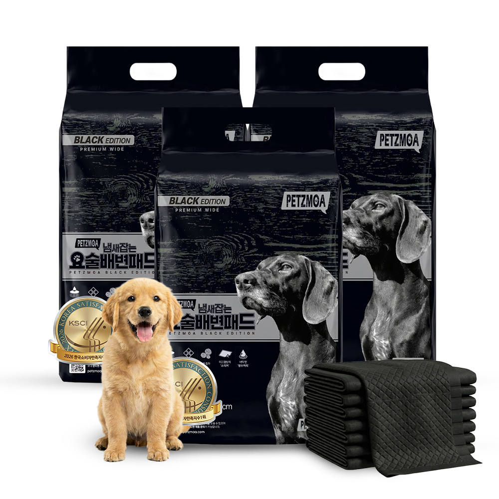 페츠모아(천연펄프) 요술배변패드 블랙에디션 강아지 배변패드 대형, 50매입, 3개