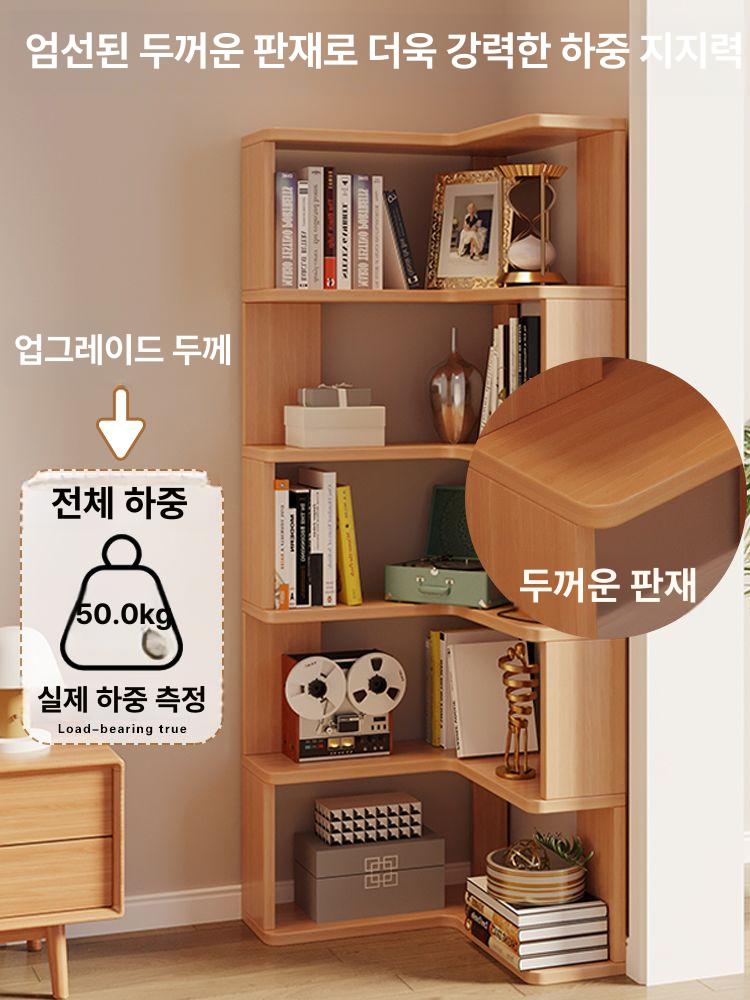 코너 침실 원목 모서리 스탠딩 수납 원룸 틈새 편리한 내추럴우드컬러 오중칸 60 x 60cm - 상세 이미지 3