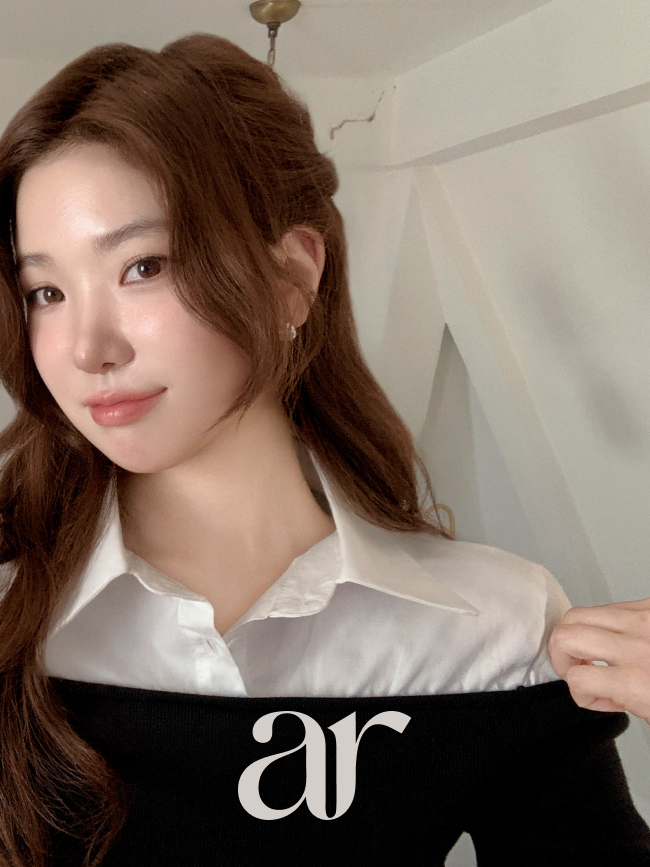 레이어드 배색 오프숄더 니트 카라 셔츠 bs8618 이미지 7