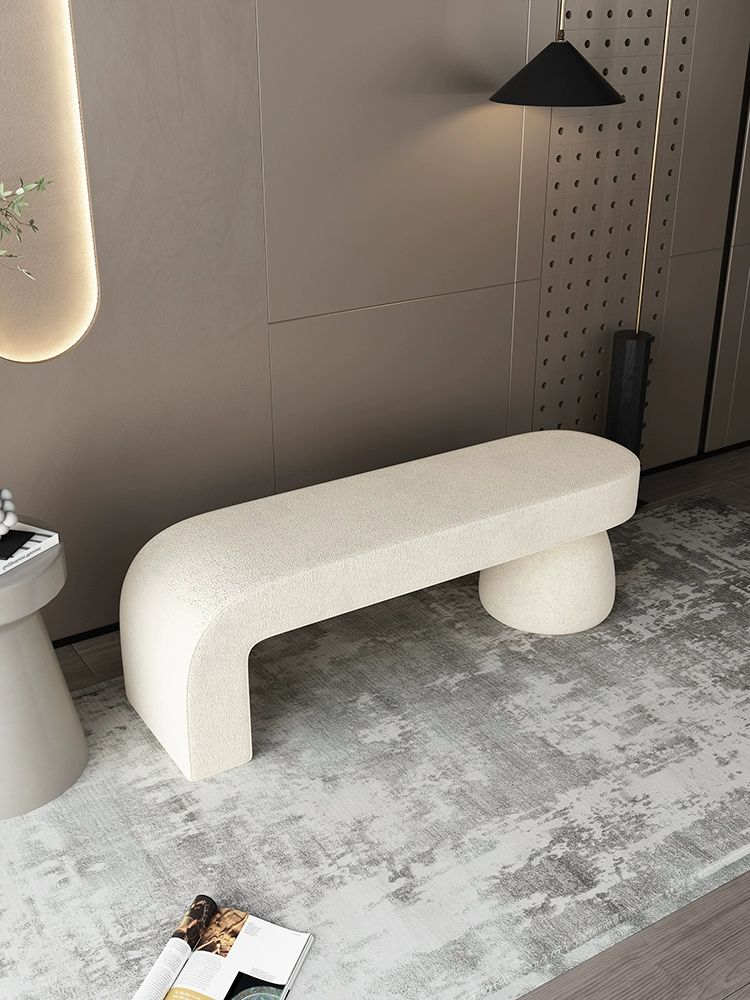 패브릭 벤치 소파 대기실 침실 쇼파 수납 현관 신발장 화이트 램스울 120 x 40x45 - 상세 이미지 4