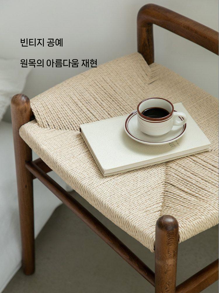 퀼트 짜임 스툴 로프 간이 현관 퀼트짜임 카페 오래된 우드 즐넛 실제 - 상세 이미지 2