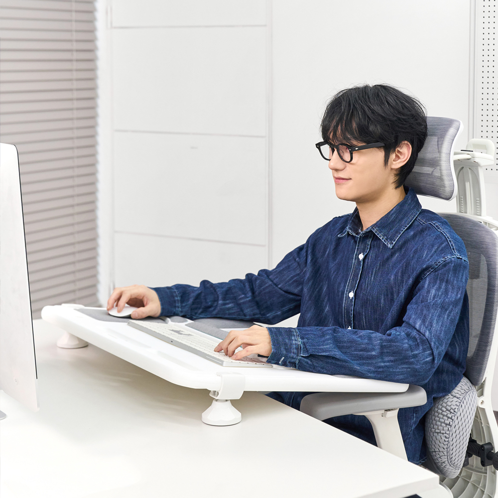 피치트렌디 팔렉스 국산 책상 연장 키보드 거치대 선반 받침 데스크테리어 베이직 화이트