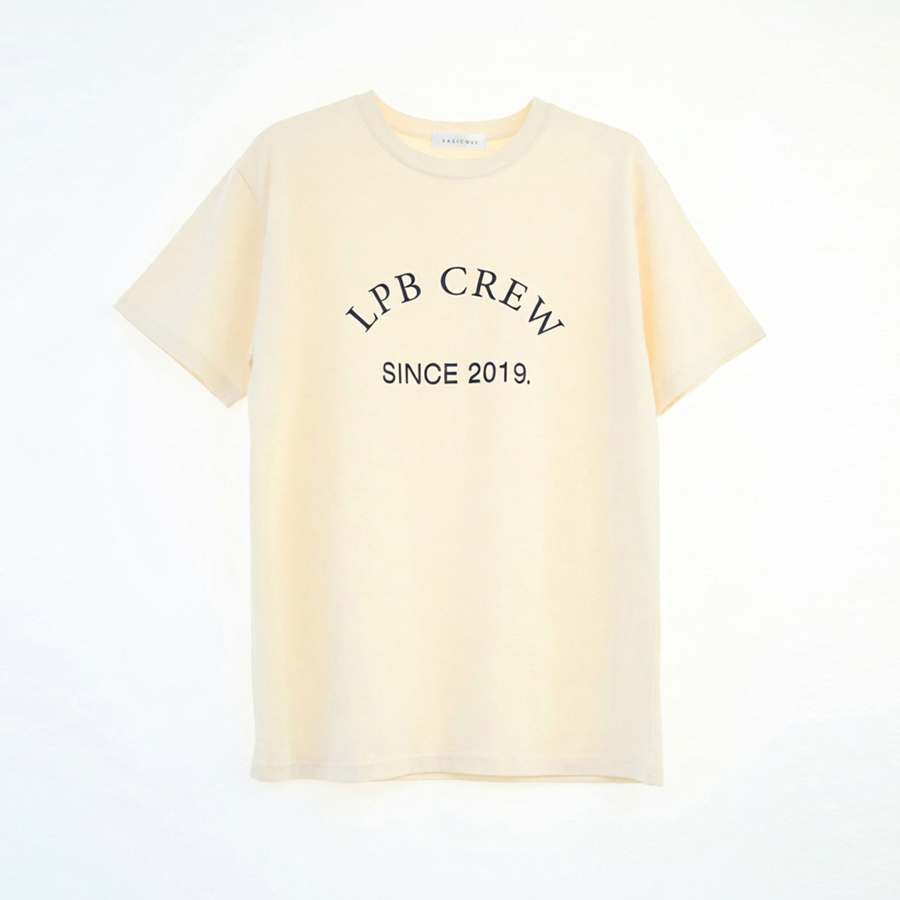 에센셜 모달 터치 레터링 티셔츠 (CREAM) - 상품 이미지