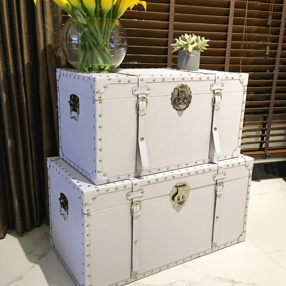 보물상자 리빙박스 클래식 추억 펜트리 정리 수납박스 엔틱 장 해적 궤짝 컬러 트럼펫60x31x31 - 상세 이미지 3