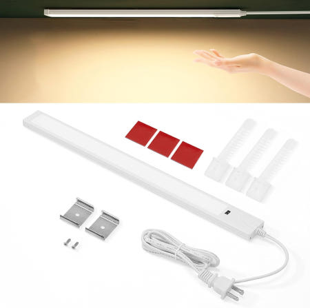 Bangnics [해외]110VAC의 캐비닛 아래 조명 16인치 플러그. 핸드 웨이브 작동. 8W LED 라이트 바. 밝지만 희미함. 밝은 색상 조정 가능. 주방 카운터 싱크대 위 옷장 작업대용