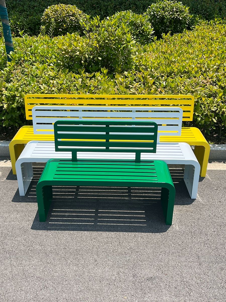 철제 야외 벤치 카페 공원 등받이 테라스 학교 펜션 100 x 40x80cm 화이트 - 상품 이미지