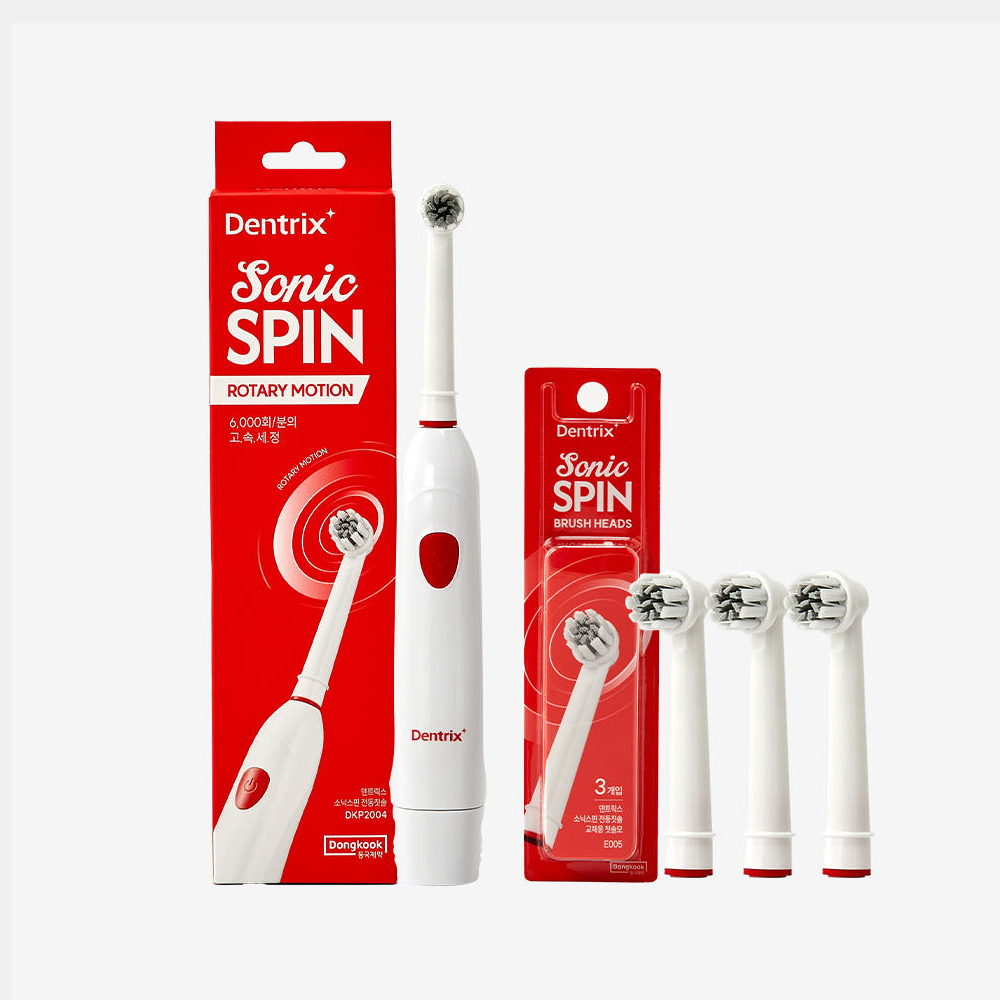 [분당6천회 회전] 덴트릭스 소닉스핀 전동칫솔 + 교체모 3P 제품 이미지