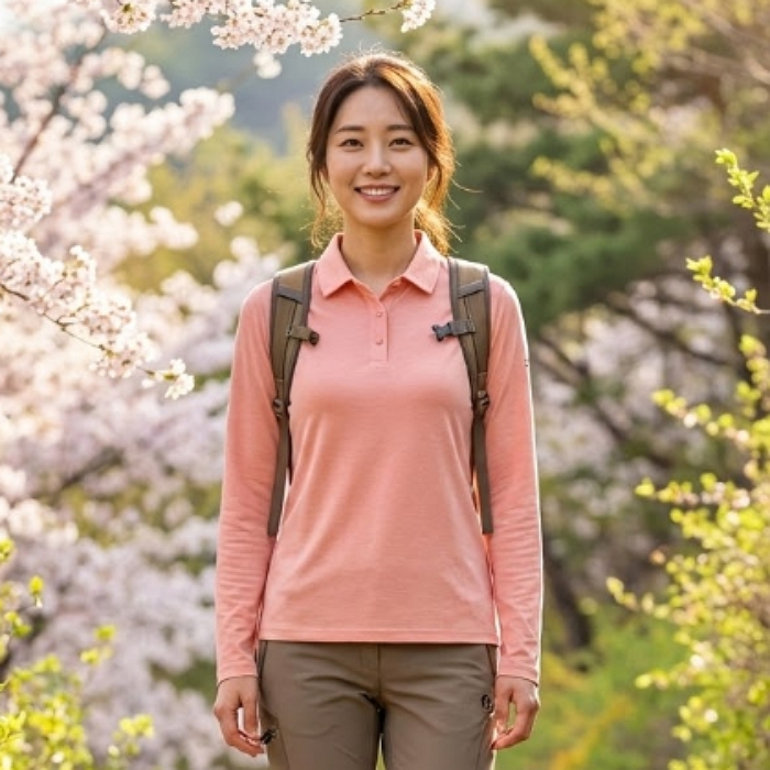 MILLET 밀레아웃도어 여자 봄 간절기 캐쥬얼 카라 등산티셔츠 - 상품 이미지
