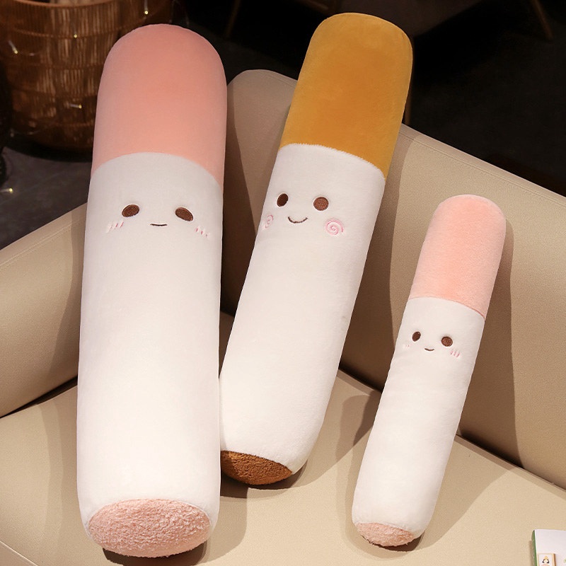 담배 모형 귀여운 금연 캐릭터 얼굴 부드러운 촉감 봉제 인형 고급 PP솜 충전 편안한 - 상품 이미지