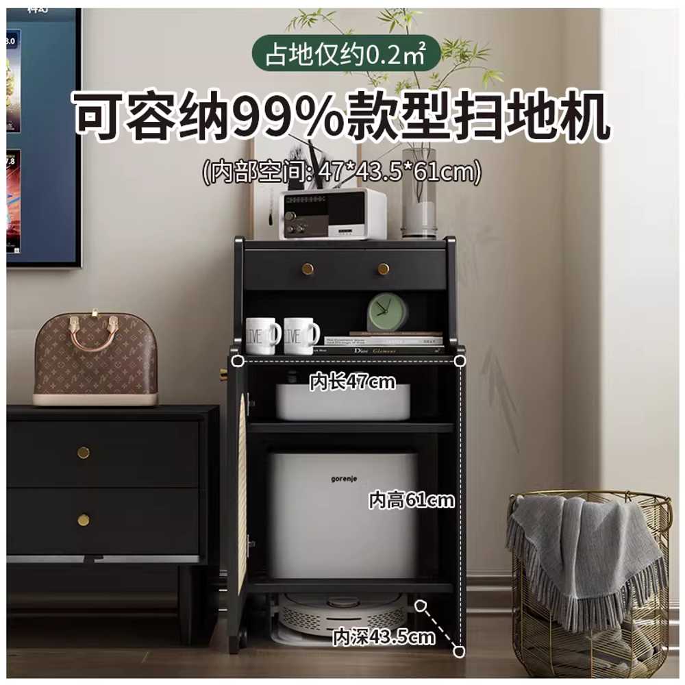 로봇청소기 수납장 랙 캐비닛 우드 선반 소파 옆 협탁 화이트 이미지 8