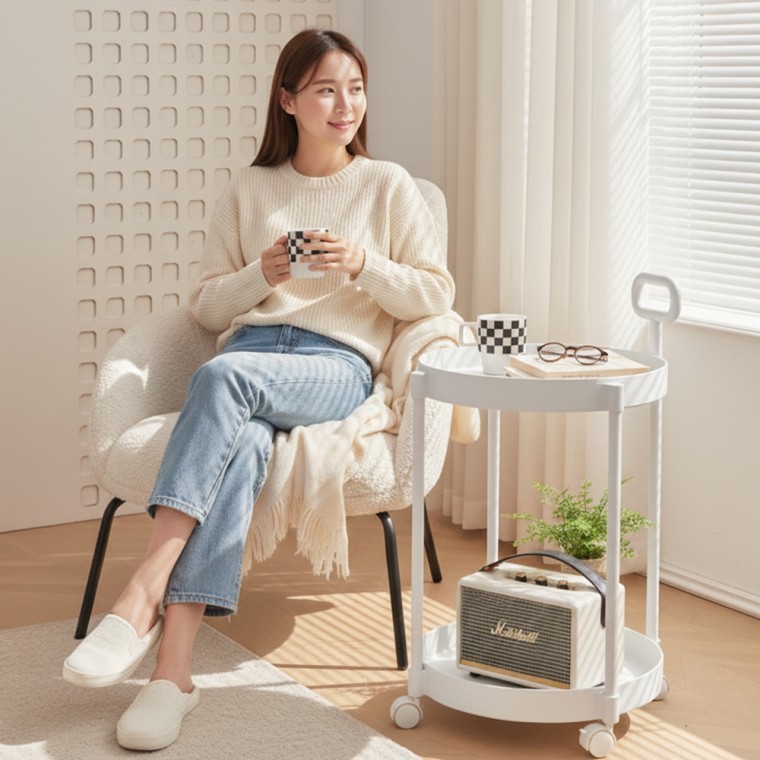 사무실 멀티 까페 테이블 가정 도모아 거실 2단 트롤리 이동식 침실 카페 소품 자취방 다용도 인테리어 용품