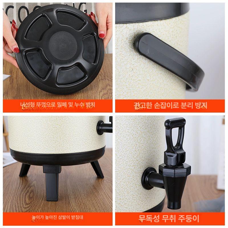 보온통 업소용 대용량 식당 보냉 온수통 커피 6l 무광 아이보리 - 블랙 두꺼운단열 - 상세 이미지 5