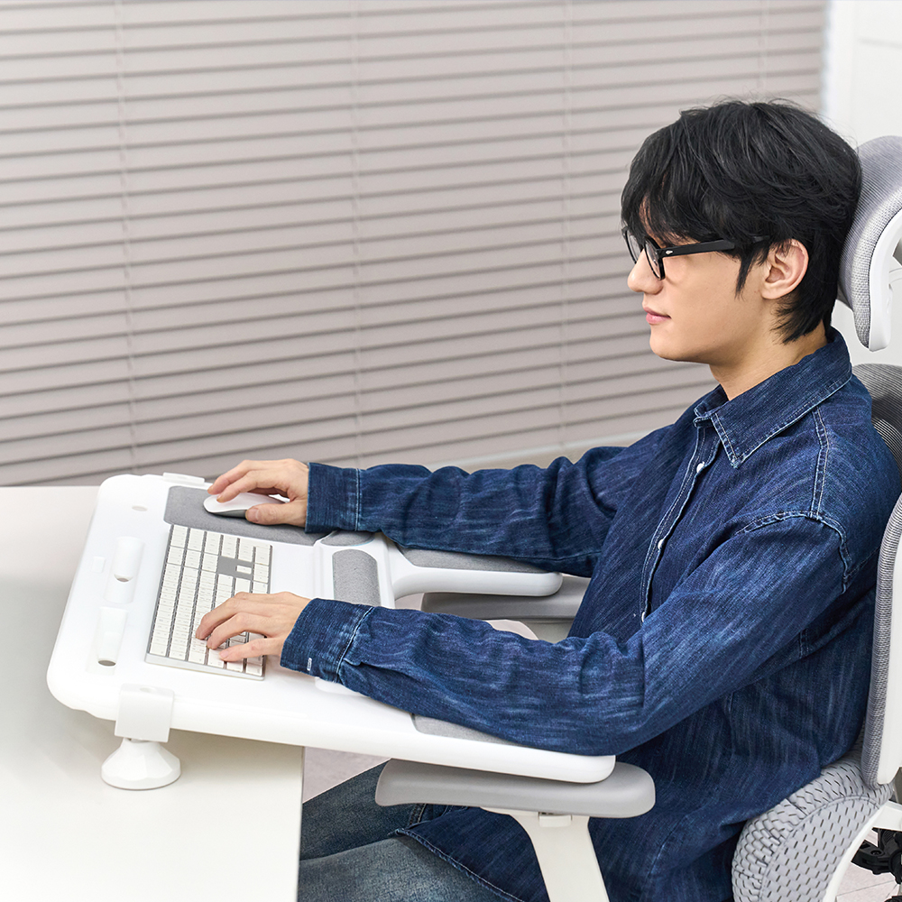 피치트렌디 팔렉스 국산 책상 연장 키보드 거치대 선반 받침 데스크테리어 베이직 화이트