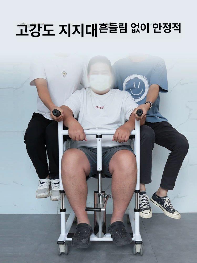 노인 이동의자 마비 유압식 와상 환자 보조기구 03 리프트 + 브레이크 4륜 식탁 무료 쿠션 - 상세 이미지 3