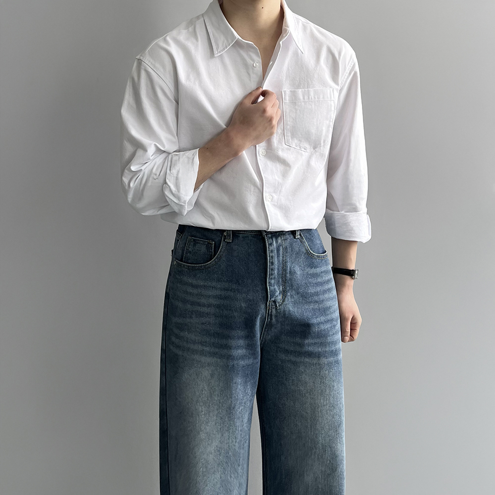 옥스포드셔츠 소라색셔츠 남자흰색남방 - 상세 이미지 4