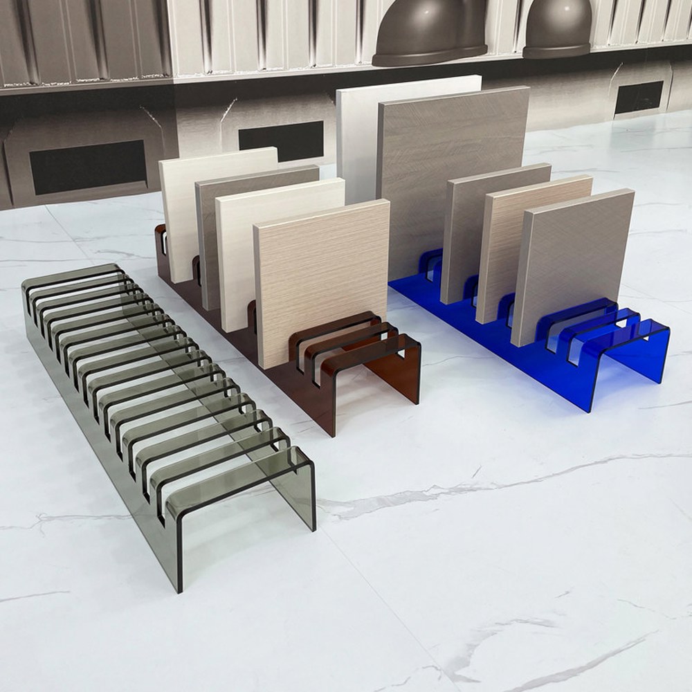 샘플랙 투명 전시대 타일전시대 47X35X150CM 거치대 갈색 타일 대리석 300X200MM 갈색 투명 - 상세 이미지 3