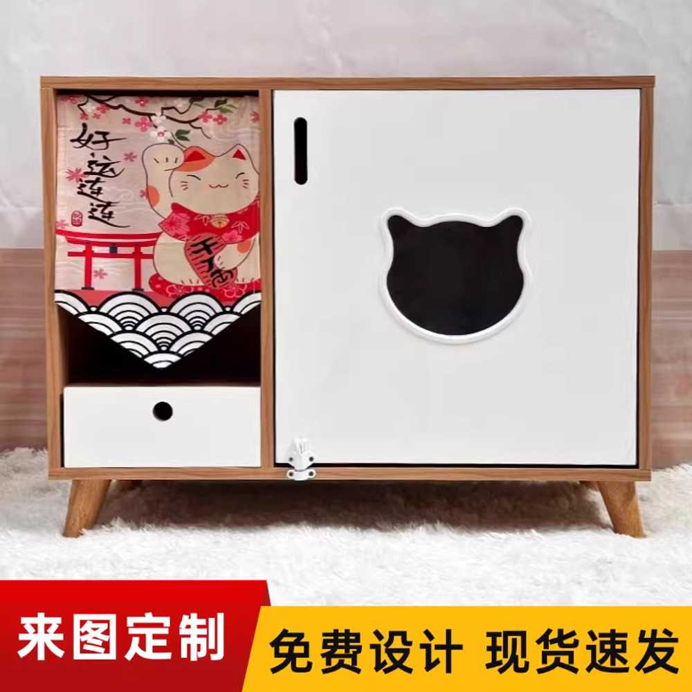 원목 고양이 화장실 밀폐 캐비닛 배변통 숨숨집 공간 캐비닛 - 상세 이미지 4