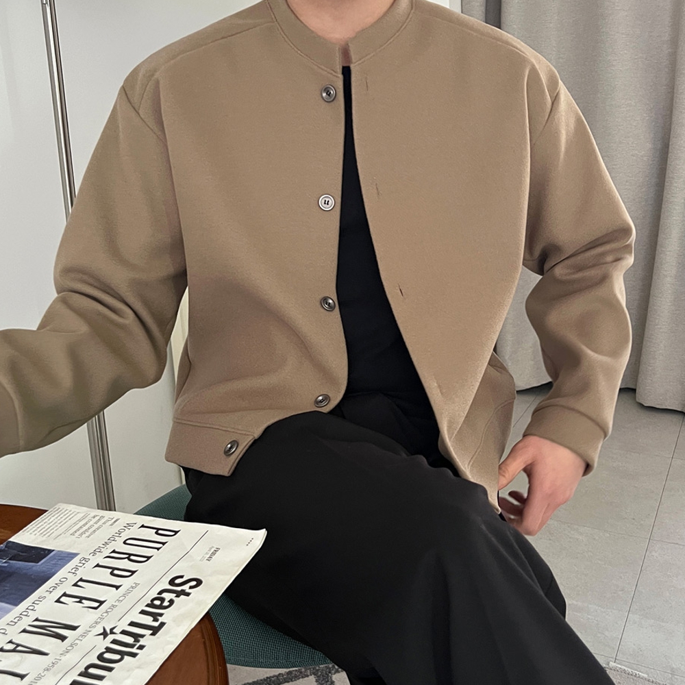 남자 로바 봄 가을 겨울 울 크롭 가디건 자켓 - 상품 이미지