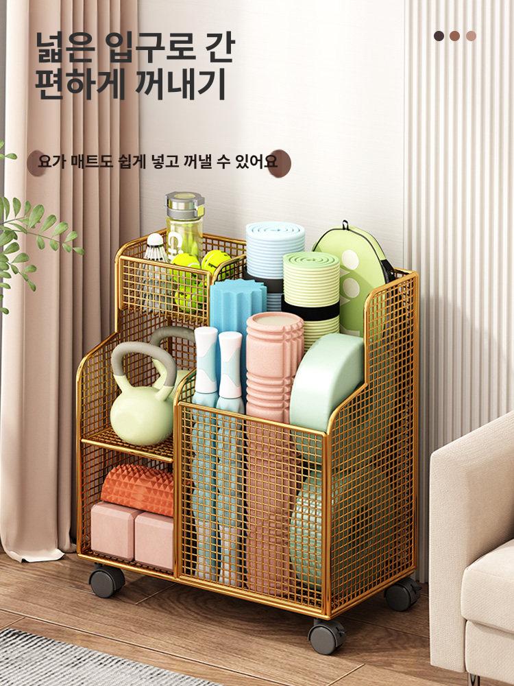 요가매트 수납함 이동식 스포츠용품 바구니 카트 보관 철제 보관함 거치대 요가매트정리함 - 상세 이미지 4