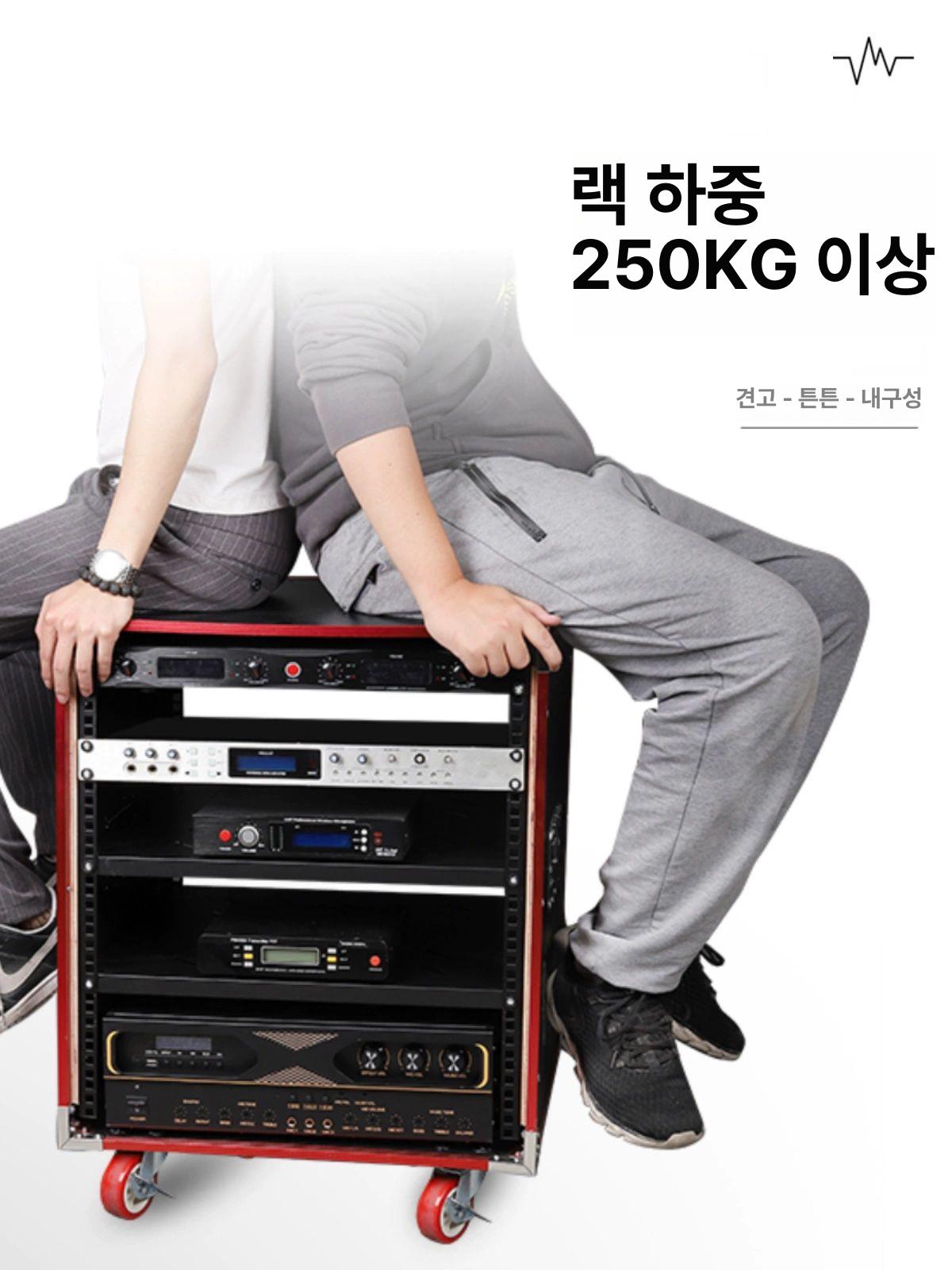 음향 랙 케이스 캐비넷 이펙터 이동식 상부 방지형 장비 10U 보강 캐비닛 분리대없음2열철제기둥 - 상세 이미지 5