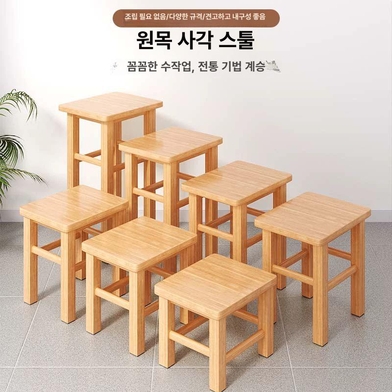 편백나무의자 일본 우드 히노끼 다용도 원목 좌석 목욕 내추럴 우드 사각 스툴 35cm 높이 - 상세 이미지 4
