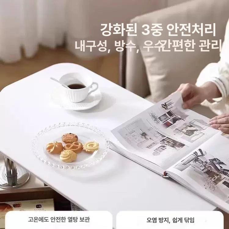 리프트업 수납 높이조절 좌식 탁자 이동식 다기능 확장형 zl05화이트+월넛접이식및높이조절가능 - 상세 이미지 4