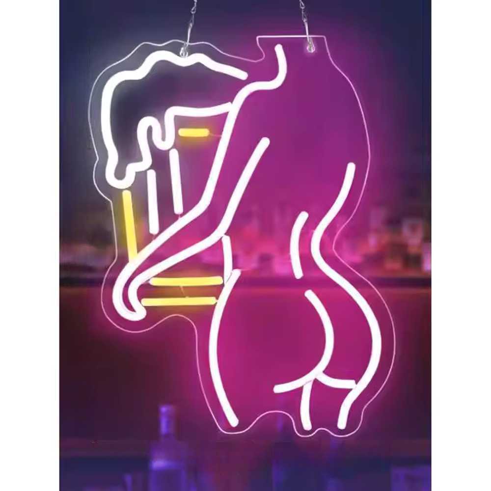 LED 네온사인 개업 오픈 벽 풀컬러 광고 술집 가게 38x23cm 바 술잔 10 - 상품 이미지