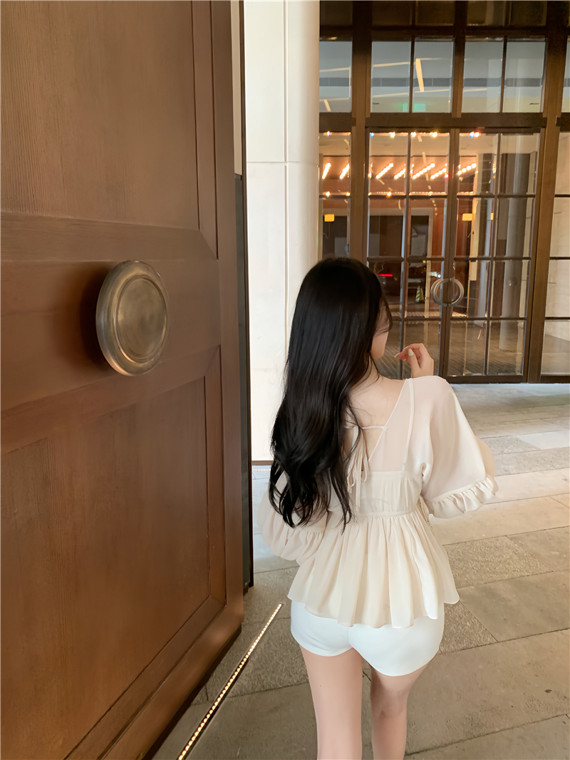 스퀘어넥 레이스 자수 쉬폰블라우스 이미지 6