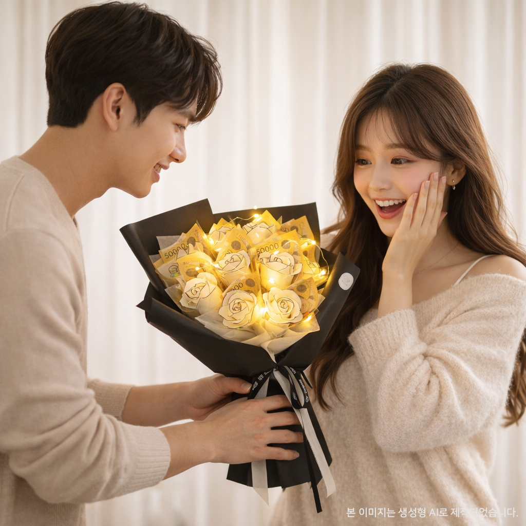 돈꽃다발 라인장미 비누꽃 생일선물 프로포즈선물