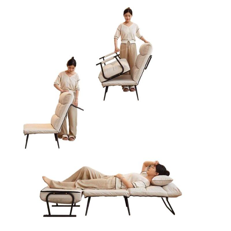 휴식의자 1인용 접이식 수면 낚시 눕는 간이 쇼파 거실 휴식 의자 리클라이너 65CM 그레이 라텍스 메모리폼 소파베드 - 상세 이미지 3