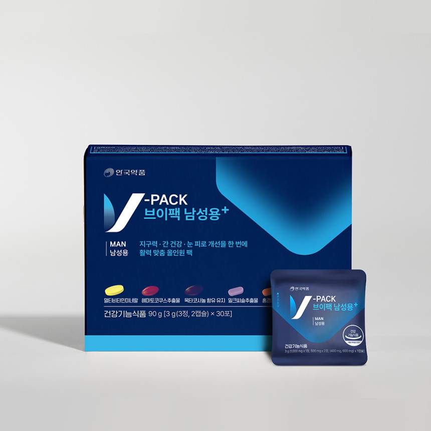 안국약품 브이팩 남성용+ 올인원 멀티팩 종합비타민 옥타코사놀 30포 90g, 2개