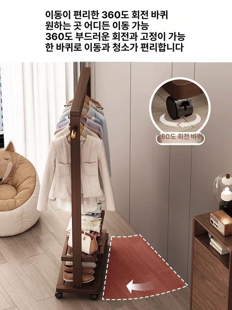 스탠드 고정식 틈새 수납 철제 바퀴형 원룸용 조립식 월넛 85cm - 상세 이미지 3