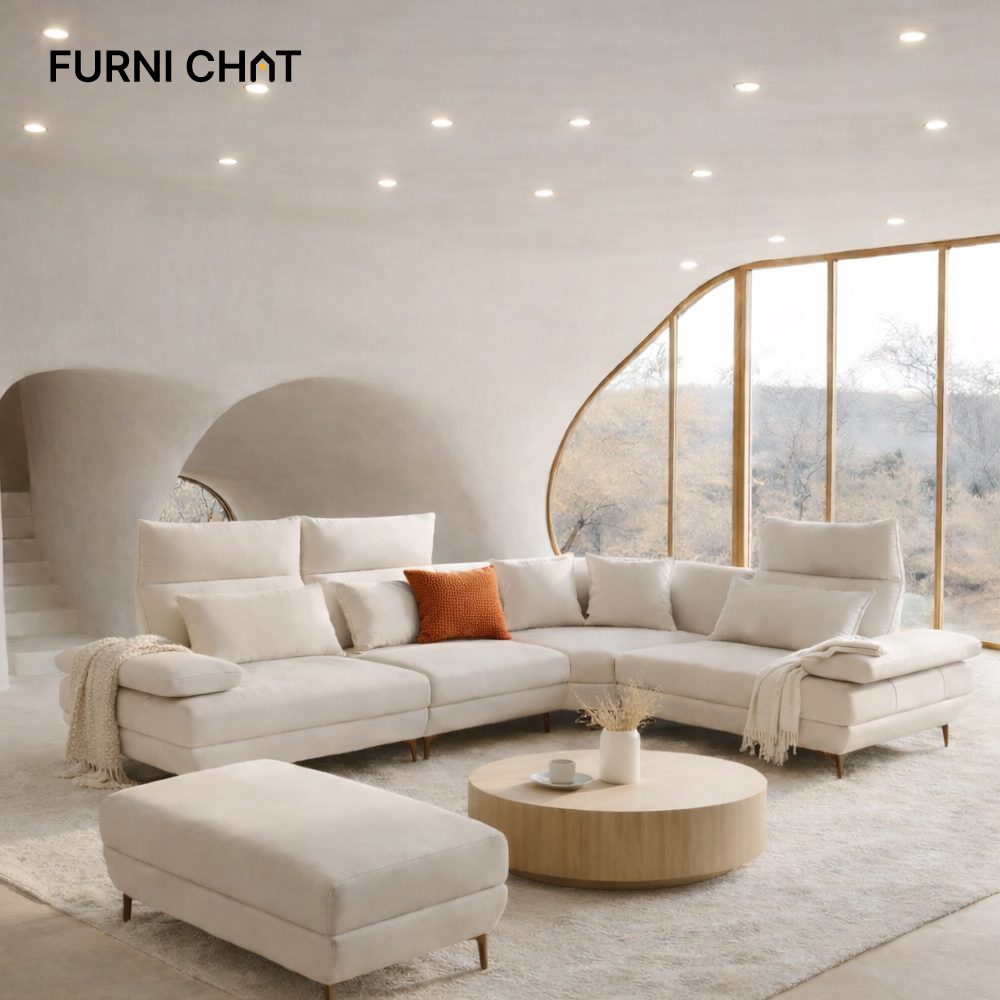 퍼니챗 레이나 5인 코너형 아쿠아텍스 이지클린 기능성 코모도 패브릭 스윙 소파