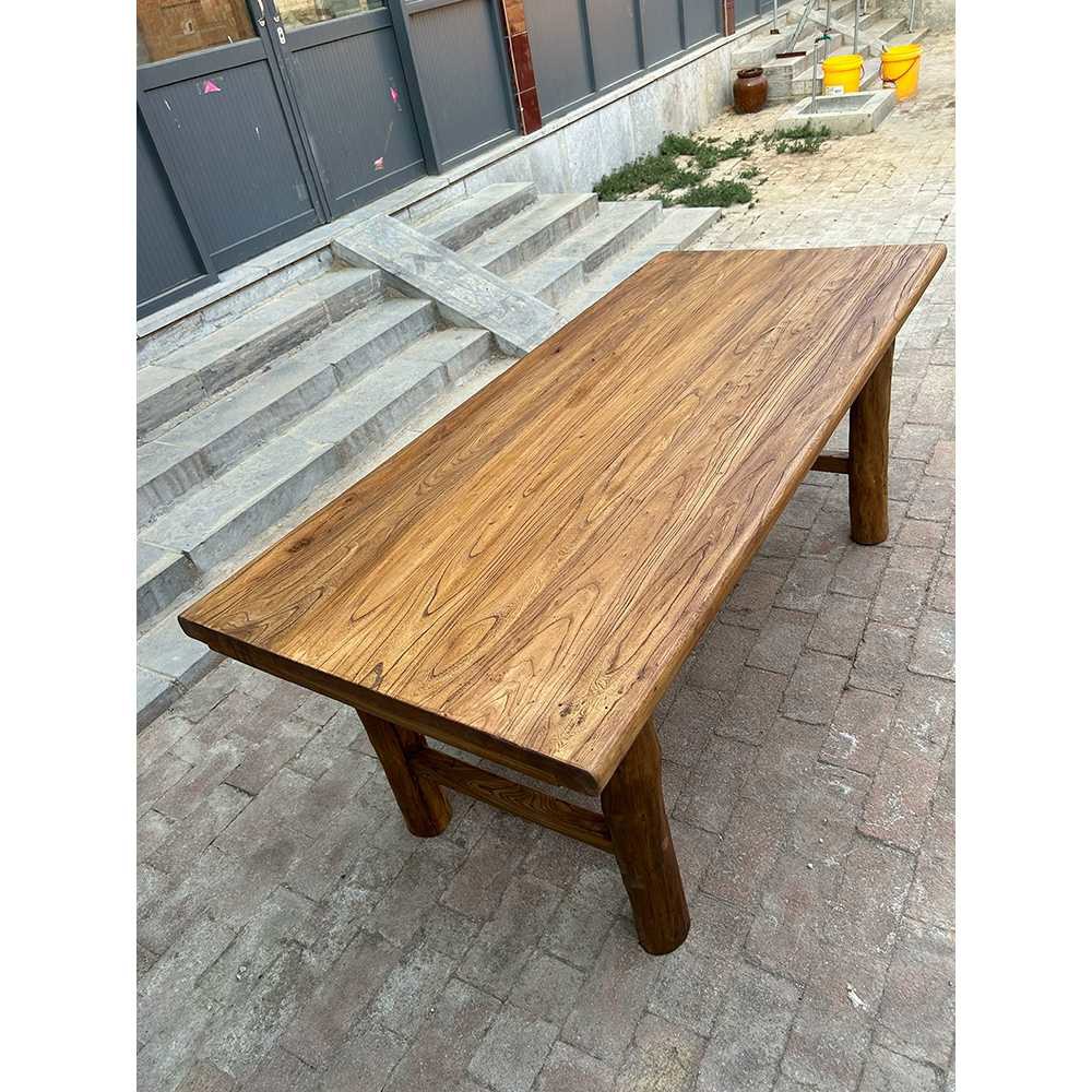 상판 통원목식탁 8인용 행복한 120x60x75 두께 1 고재식탁 8CM - 상품 이미지