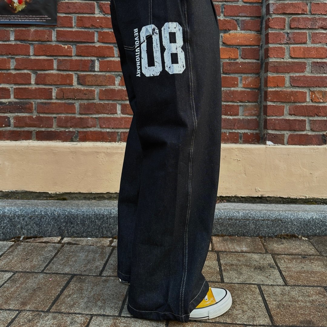 남자생지데님 흑청바지 남자와이드청바지 - 상품 이미지