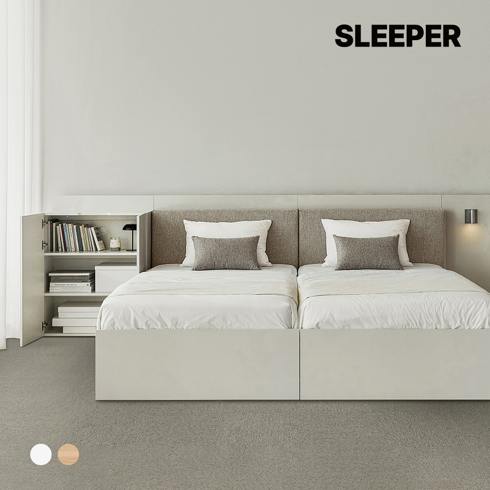 슬립퍼 허쉬 헤드형 원목 무드 수납 호텔 침대 프레임 Q.K(퀸.킹겸용), 내추럴오크