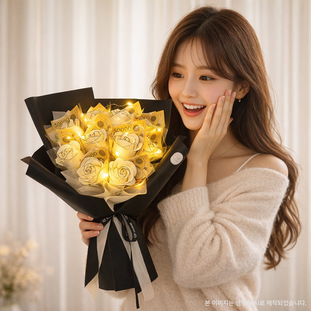 돈꽃다발 라인장미 비누꽃 생일선물 프로포즈선물
