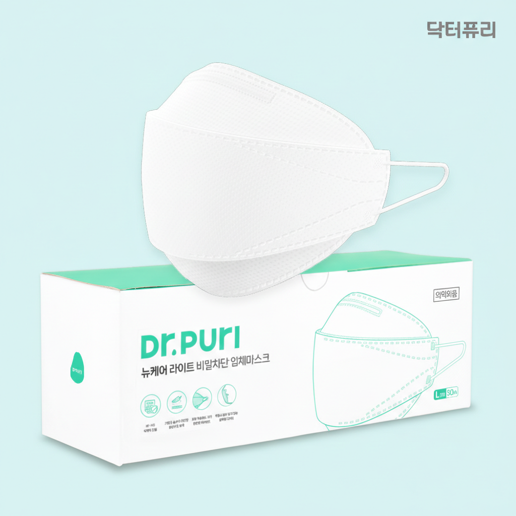 닥터퓨리 KFAD 뽑아쓰는 뉴케어 번들형 비말차단 입체마스크 50매 대형, 2개