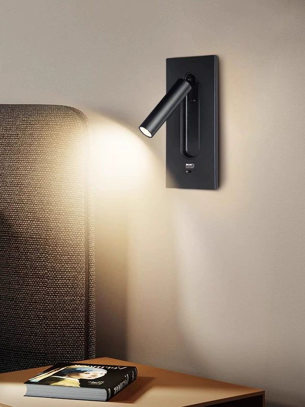 스위치형 LED 벽등 니켈 컬러 골드 스위치 침대독서등 자석 스위치+USB+Type-C 무광블랙 3w - 상세 이미지 3