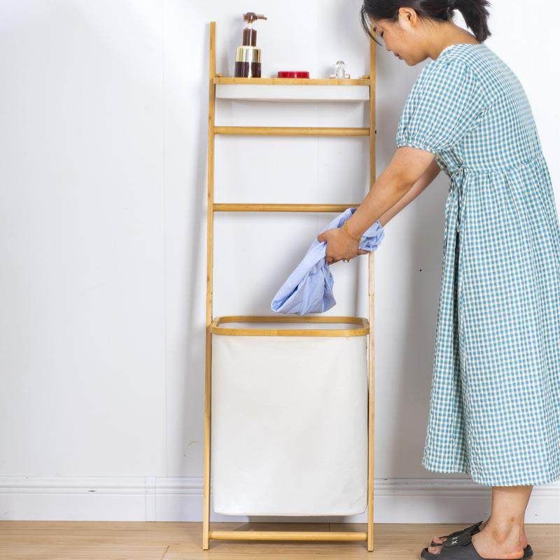 원목 빨래 바구니 대나무 나무 햄퍼 세탁실 수납장 우드 수거함 세탁바구니 - 상품 이미지