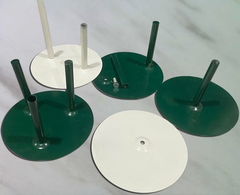 자이언트 플라워 받침대 웨딩 원형 랙 철제 종이꽃 고정대 빅플라워 장미 고정 진녹색 20cm 단일기둥 - 상품 이미지
