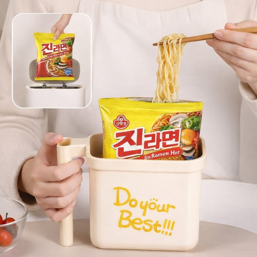 1+1 뽀글이라면 거치대 용기 조리기 쿠커 여행용 한강라면 즉석 만들기 제품 이미지