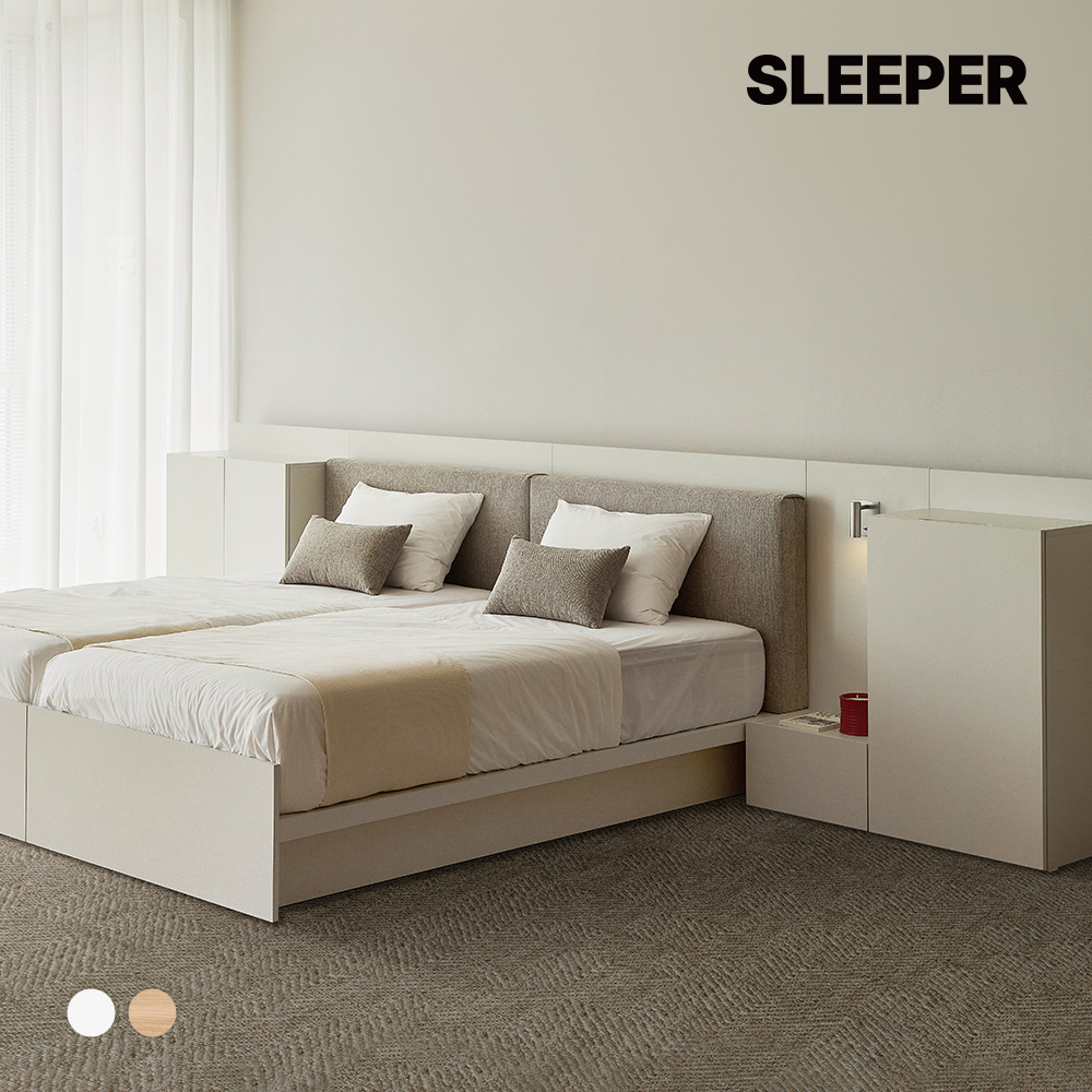 슬립퍼 허쉬 헤드형 원목 무드 수납 호텔 침대 프레임 Q.K(퀸.킹겸용), 내추럴오크